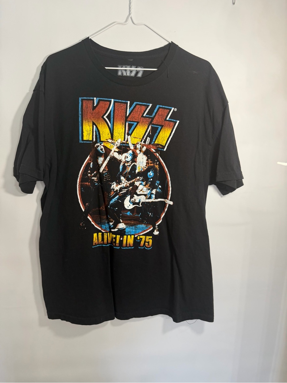 Kiss Black Graphic 'Alive! In '75' Concert Tee with Multicolor Print